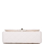 Chanel White Quilted Caviar Small Classic Double Flap Bag Light Gold Hardware