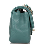 Chanel Mini Rectangular Flap Bag Green Lambskin Light Gold Hardware