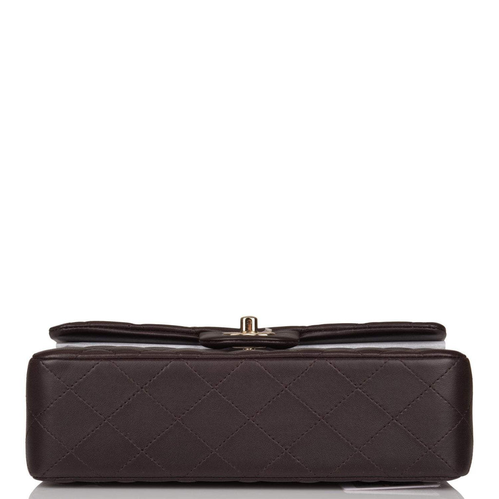 Chanel Small Classic Double Flap Bag Dark Brown Lambskin Light Gold Hardware