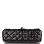 Chanel Small Classic Double Flap Shiny SO Black Crumpled Calfskin Black Hardware