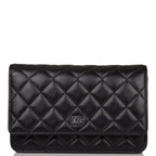 Chanel SO Black Classic Quilted Lambskin Wallet On Chain (WOC) Black Hardware
