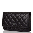 Chanel SO Black Classic Quilted Lambskin Wallet On Chain (WOC) Black Hardware