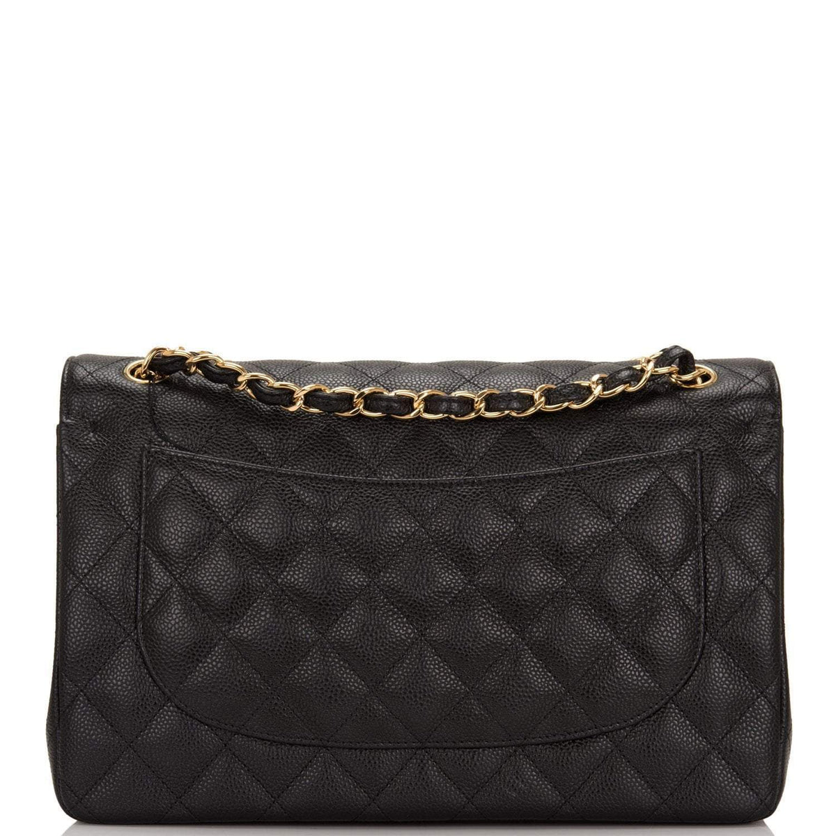 Chanel Black Quilted Caviar Jumbo Classic Double Flap Bag Gold Hardware