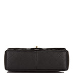 Chanel Black Quilted Caviar Jumbo Classic Double Flap Bag Gold Hardware