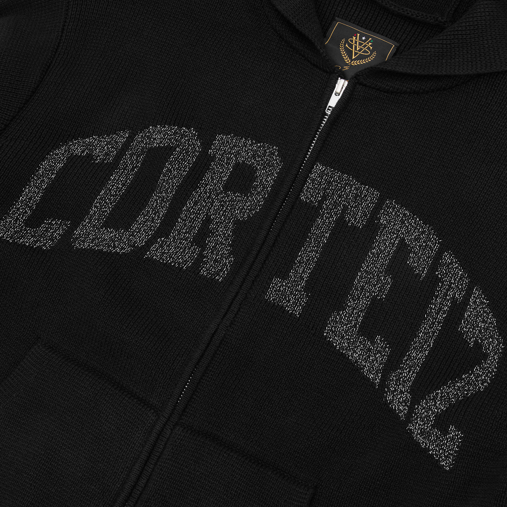 Corteiz 3M College Knit Zip Hoodie - Black
