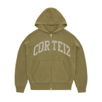Corteiz 3M College Knit Zip Hoodie - Olive