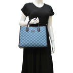 Gucci Calfskin Retro Tote Bag - Blue in Blue - detail view 6 showing the bag's shape, finish and visible design details.