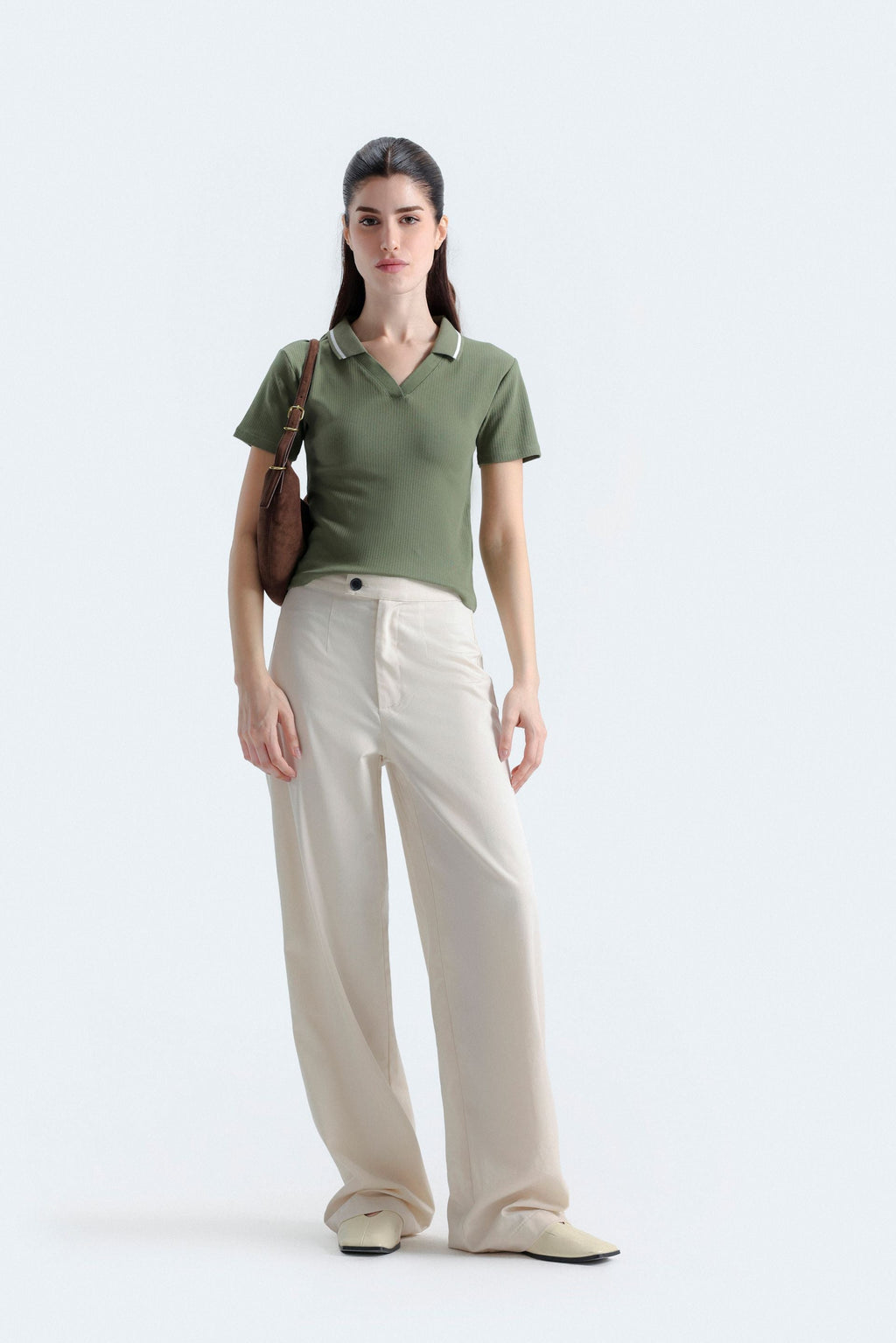 Bags End Women's Cropped Slim Fit Polo Shirt