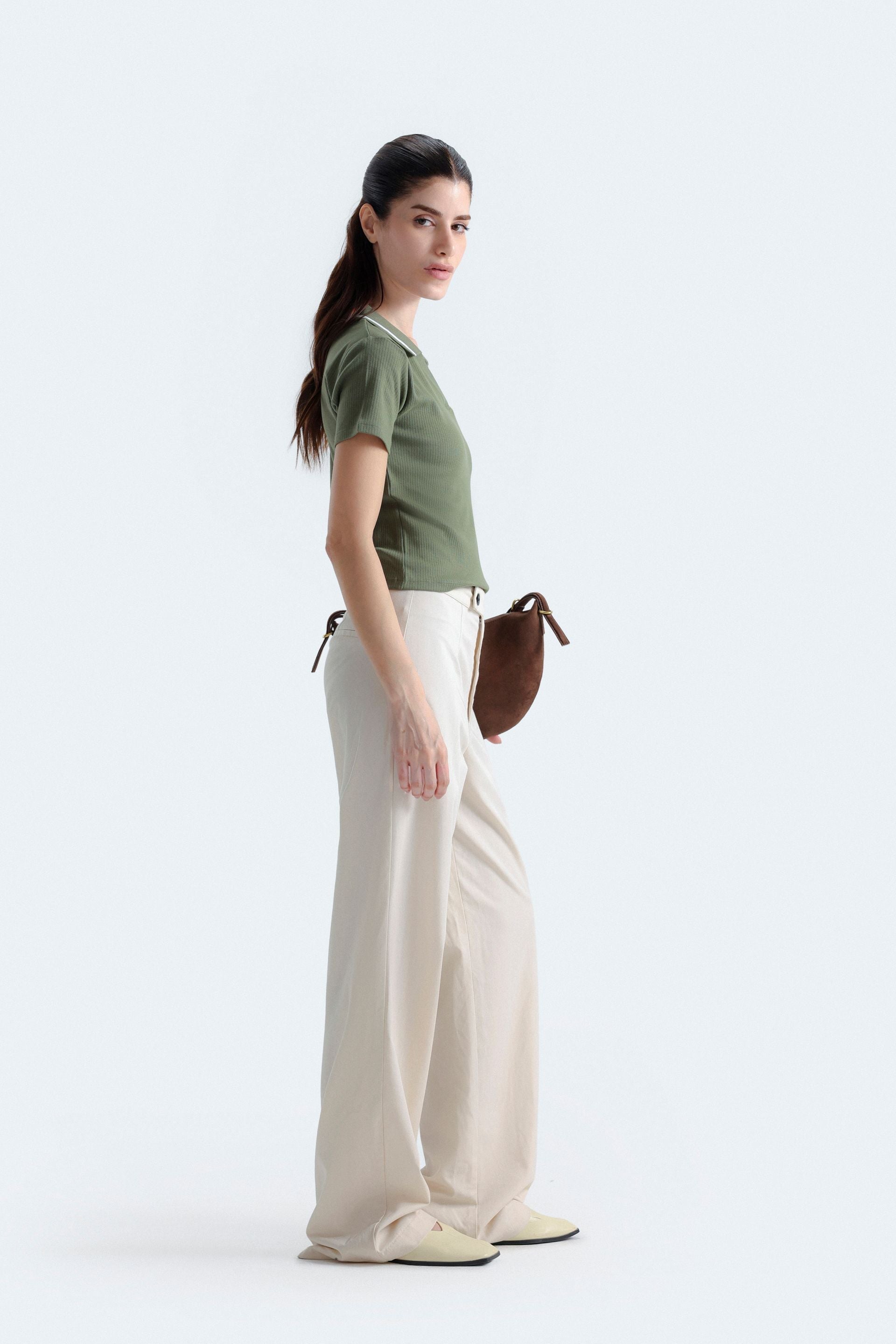 Bags End Women's Cropped Slim Fit Polo Shirt