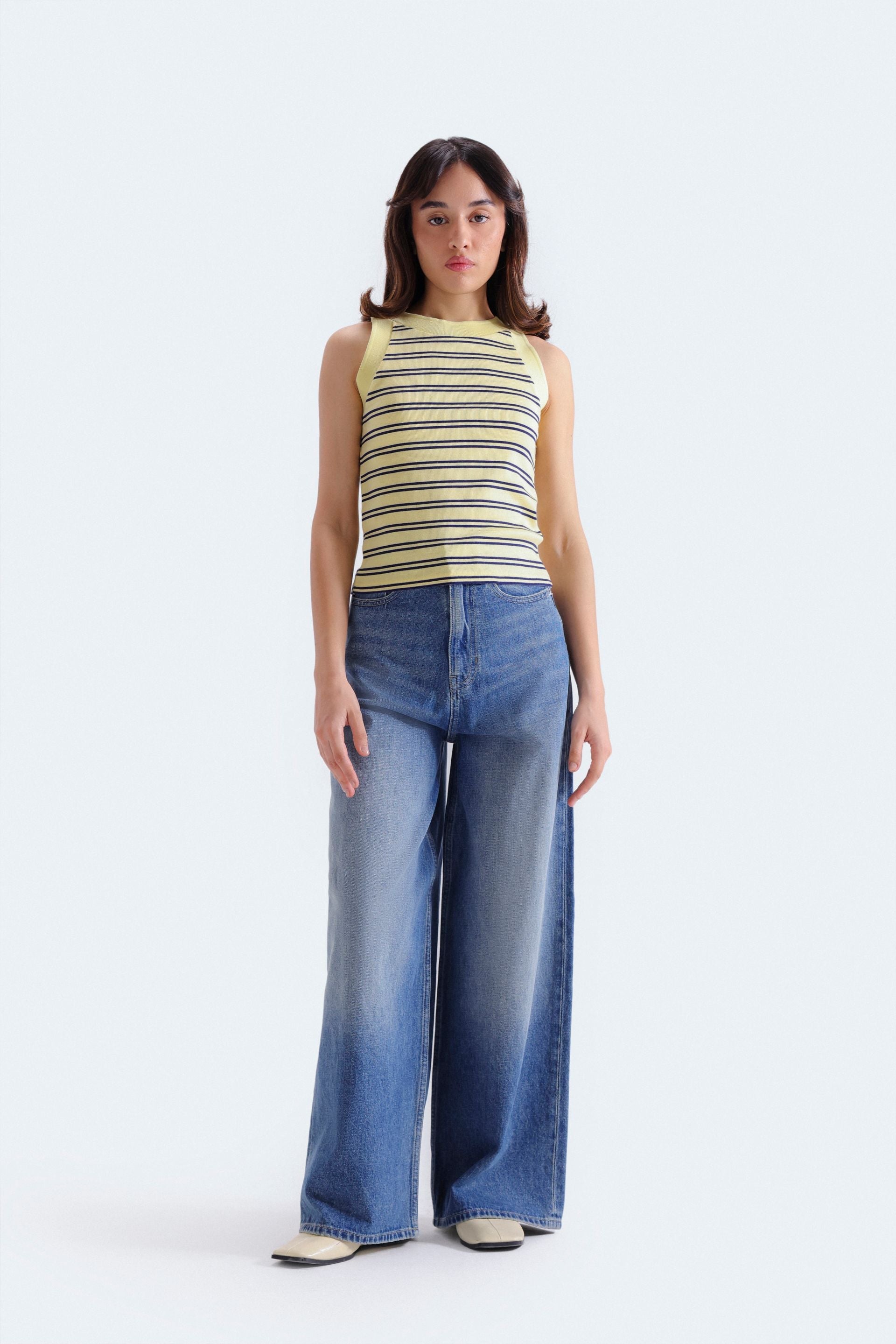 Bags End Women's Ribbed Striped Tank Top