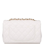 Chanel White Quilted Lambskin Rectangular Mini Classic Flap Bag Light Gold Hardware