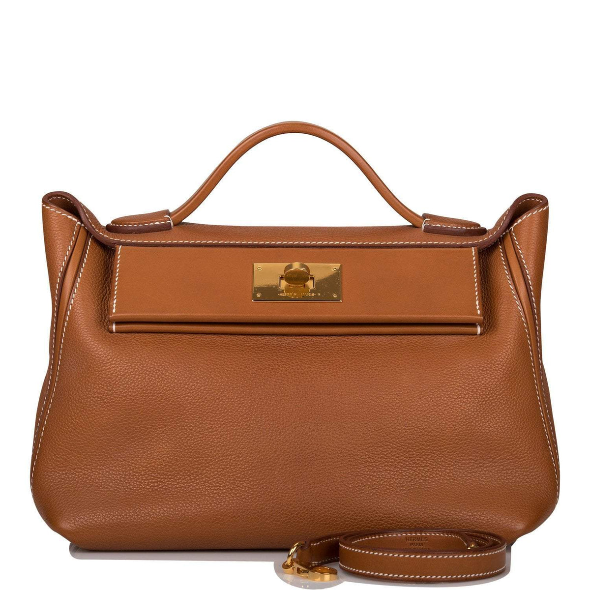 Hermes Fauve Barenia Faubourg 24/24 Bag 29cm Gold Hardware, front view