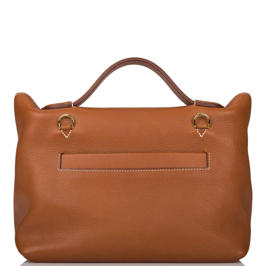 Hermes Fauve Barenia Faubourg 24/24 Bag 29cm Gold Hardware, interior and construction detail
