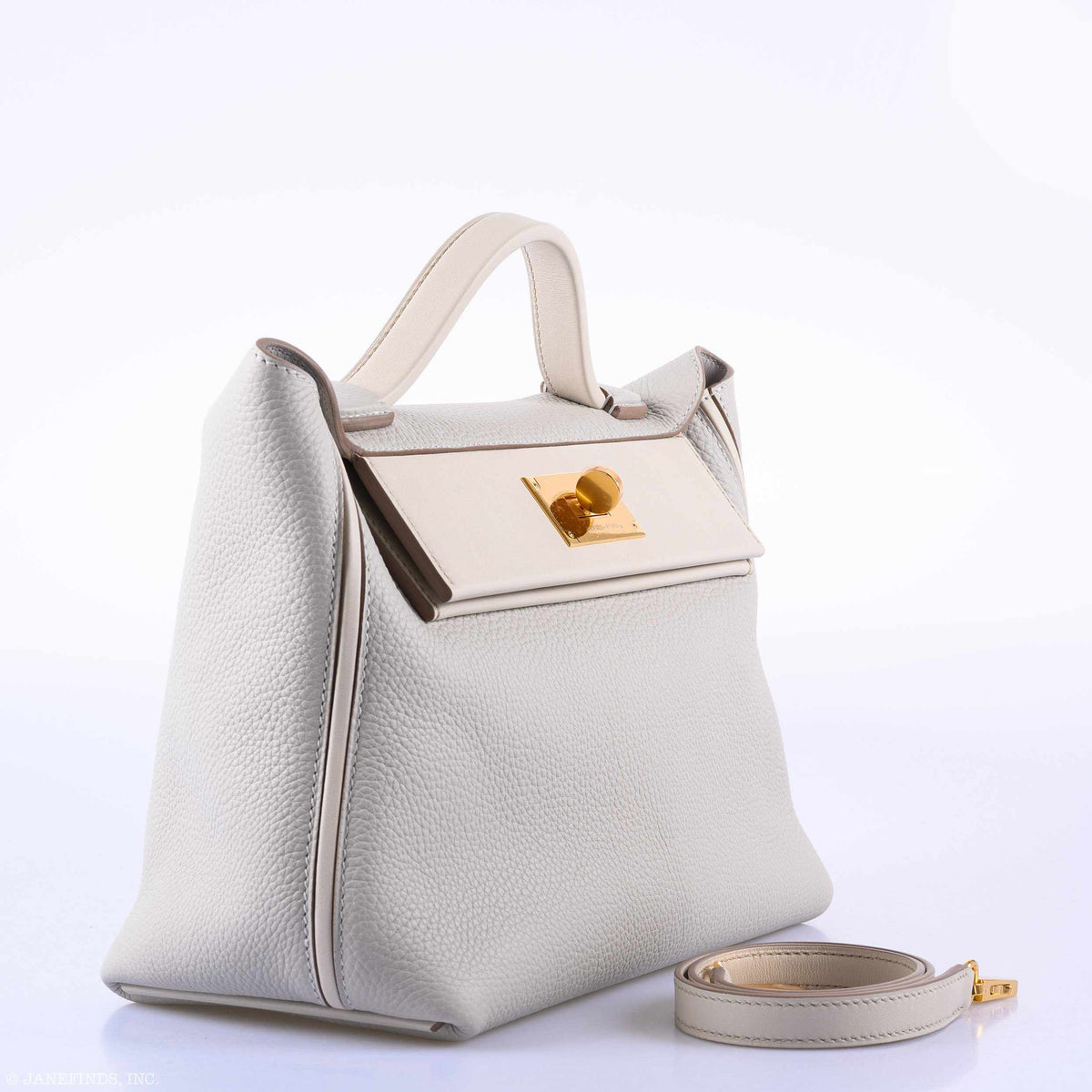 Hermes 24/24 29 Gris Perle Togo Beton Swift Gold Hardware, interior and construction detail