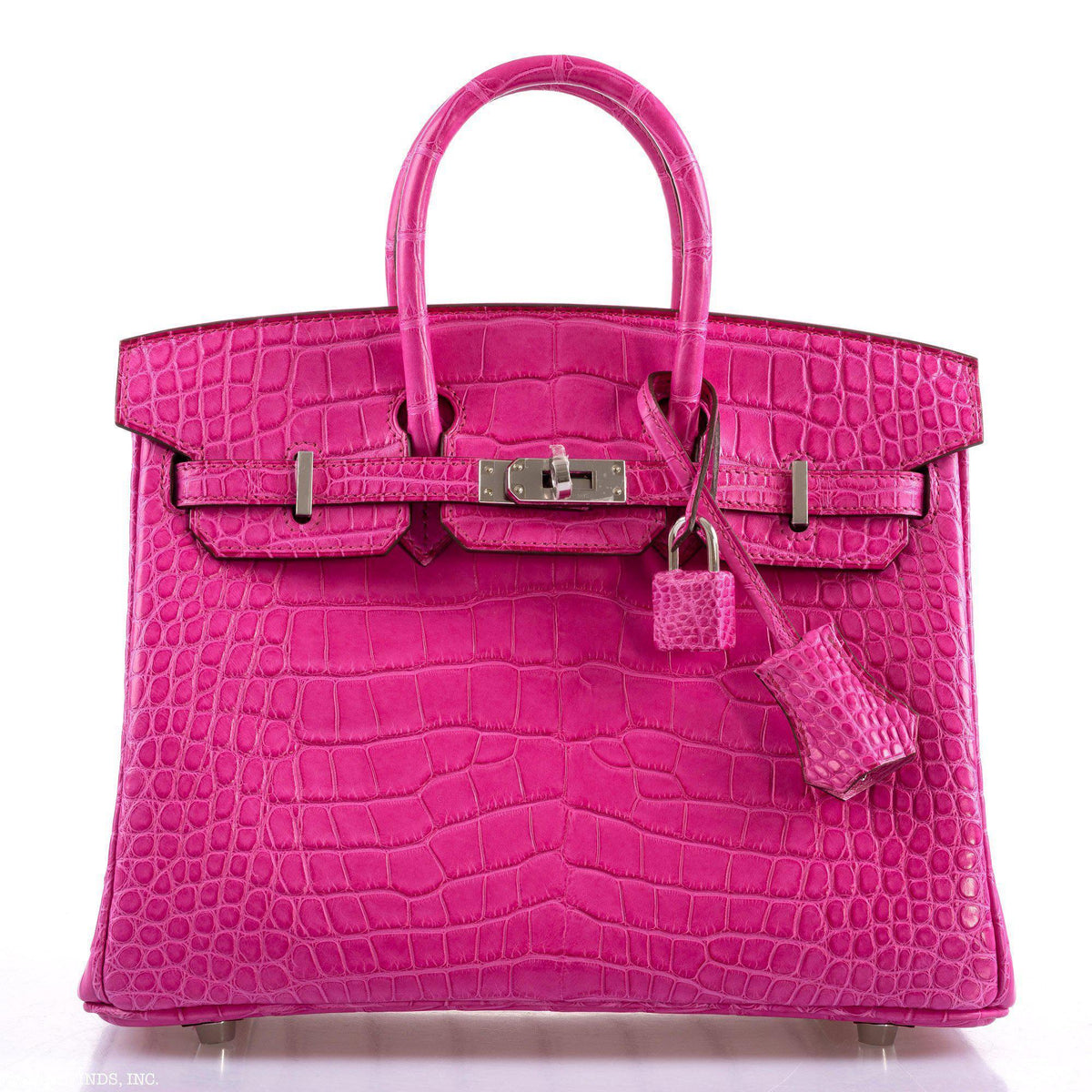 Hermes Birkin 25 Rose Shocking Matte Alligator Palladium Hardware- 2020,Y - hardware detail