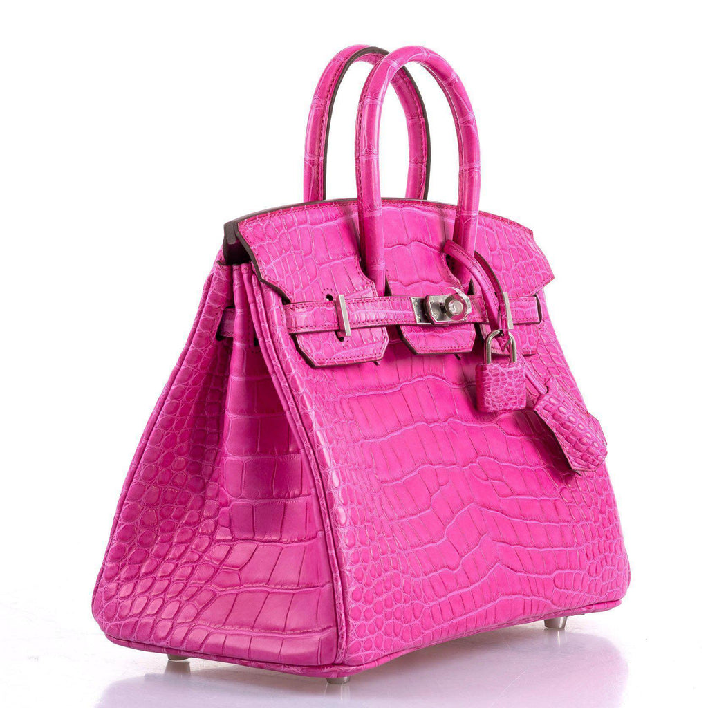 Hermes Birkin 25 Rose Shocking Matte Alligator Palladium Hardware- 2020,Y - hardware detail