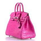 Hermes Birkin 25 Rose Shocking Matte Alligator Palladium Hardware- 2020,Y - hardware detail