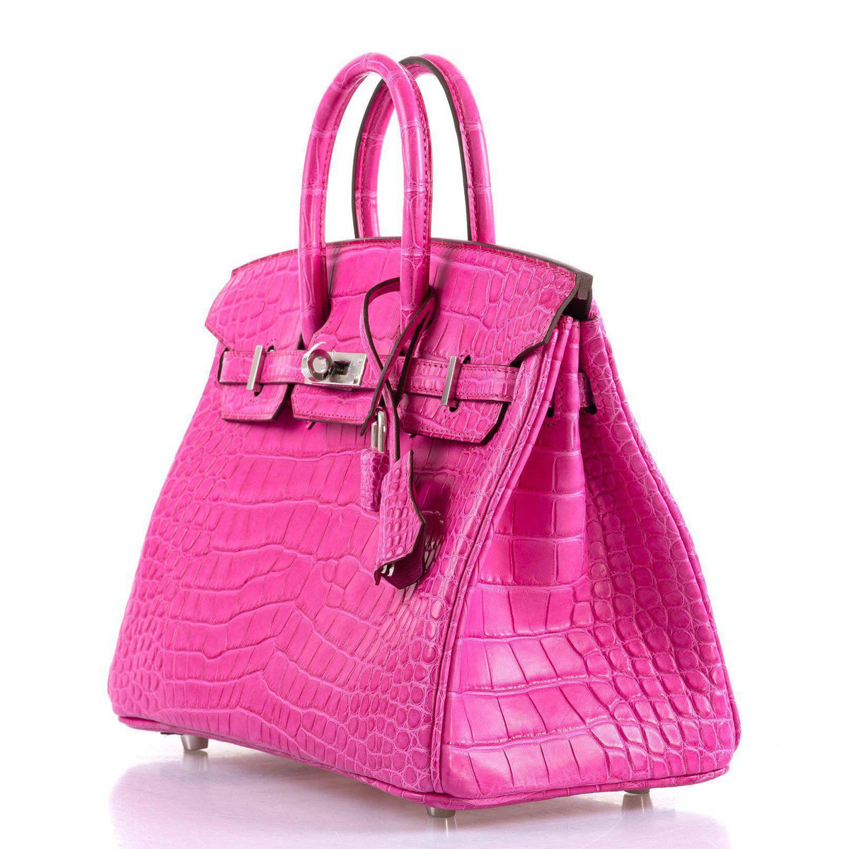 Hermes Birkin 25 Rose Shocking Matte Alligator Palladium Hardware- 2020,Y - hardware detail