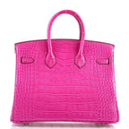 Hermes Birkin 25 Rose Shocking Matte Alligator Palladium Hardware- 2020,Y - hardware detail