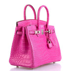 Hermes Birkin 25 Rose Shocking Matte Alligator Palladium Hardware- 2020,Y - hardware detail
