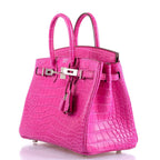 Hermes Birkin 25 Rose Shocking Matte Alligator Palladium Hardware- 2020,Y - hardware detail
