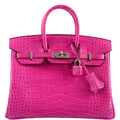 Hermes Birkin 25 Rose Shocking Matte Alligator Palladium Hardware- 2020,Y - hardware detail