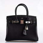 Hermes Birkin 30 Black Epsom Palladium Hardware - 2020, Y - hardware detail
