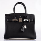 Hermes Birkin 30 Black Epsom Palladium Hardware - 2020, Y - hardware detail
