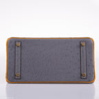 Hermes Birkin 30 HSS Gris Agate & Saffron Ostrich Gold Hardware - 2020, Y - hardware detail
