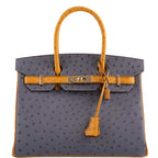Hermes Birkin 30 HSS Gris Agate & Saffron Ostrich Gold Hardware - 2020, Y - hardware detail
