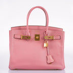 Hermes Birkin 30 HSS Rose Confetti Chevre Gold Hardware - 2015, T - hardware detail