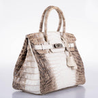 Hermes Birkin 30 Matte Himalayan Niloticus Crocodile Palladium Hardware 2010 N Square