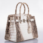 Hermes Birkin 30 Matte Himalayan Niloticus Crocodile Palladium Hardware 2010 N Square