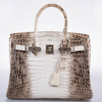 Hermes Birkin 30 Matte Himalayan Niloticus Crocodile Palladium Hardware 2010 N Square