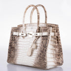 Hermes Birkin 30 Matte Himalayan Niloticus Crocodile Palladium Hardware 2010 N Square