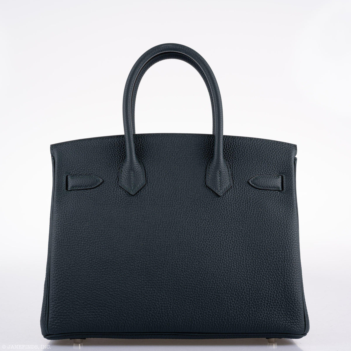 Hermes Birkin 30 Officier Vert Cyprès Togo & Bleu Zellige Stripe & Lining Palladium Hardware - 2018, C - interior detail