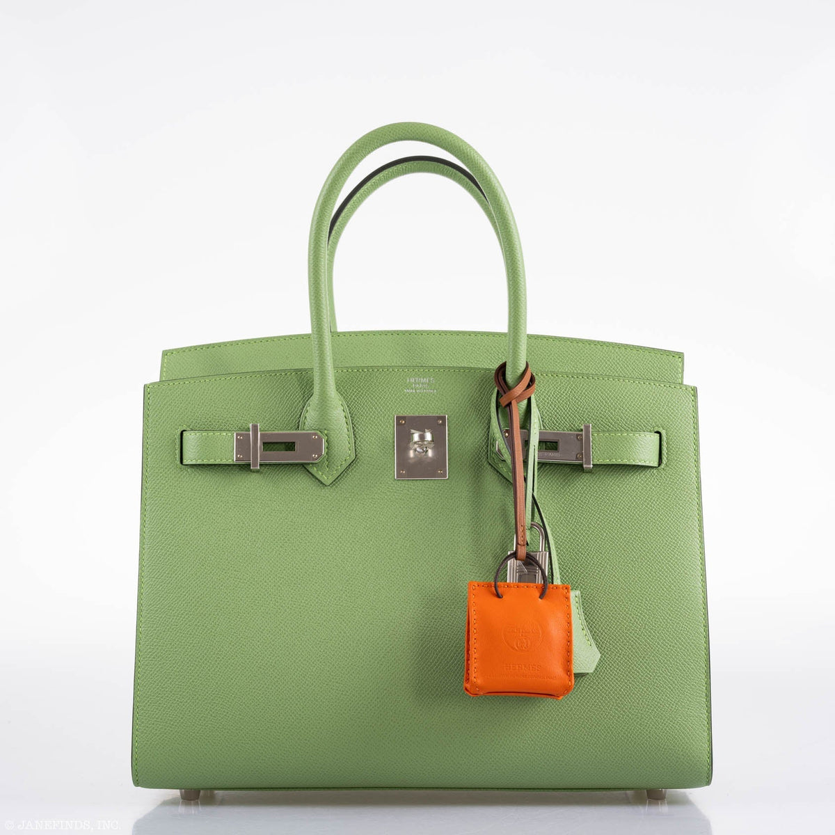 Hermes Birkin 30 Sellier Vert Criquet Madame Grain Palladium Hardware - 2020, Y - hardware detail