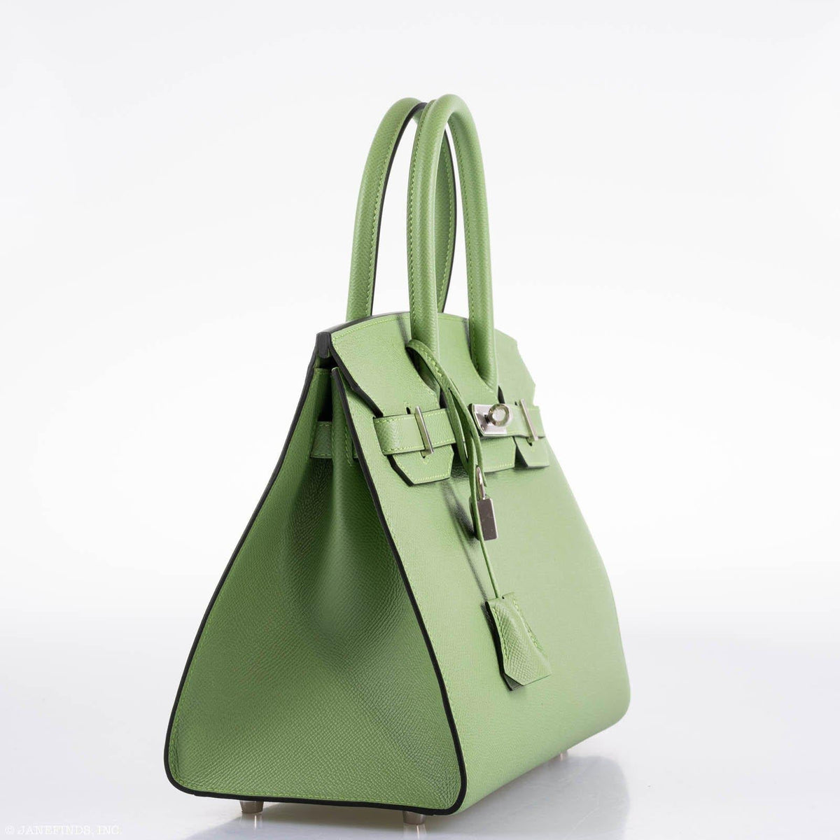Hermes Birkin 30 Sellier Vert Criquet Madame Grain Palladium Hardware - 2020, Y - hardware detail