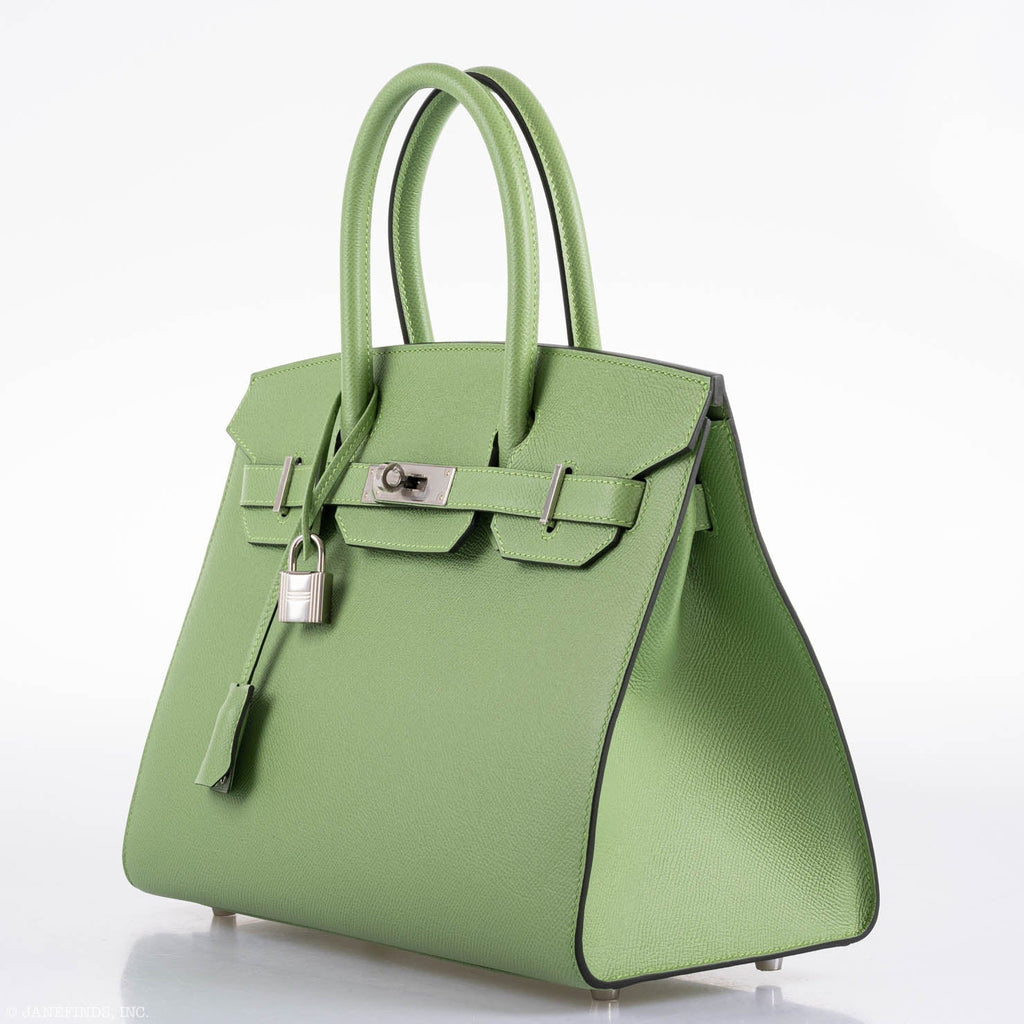 Hermes Birkin 30 Sellier Vert Criquet Madame Grain Palladium Hardware - 2020, Y - hardware detail