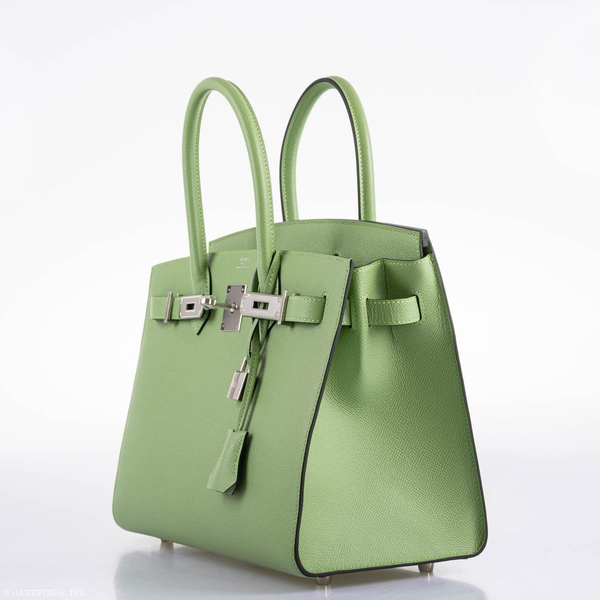 Hermes Birkin 30 Sellier Vert Criquet Madame Grain Palladium Hardware - 2020, Y - hardware detail