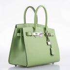 Hermes Birkin 30 Sellier Vert Criquet Madame Grain Palladium Hardware - 2020, Y - hardware detail