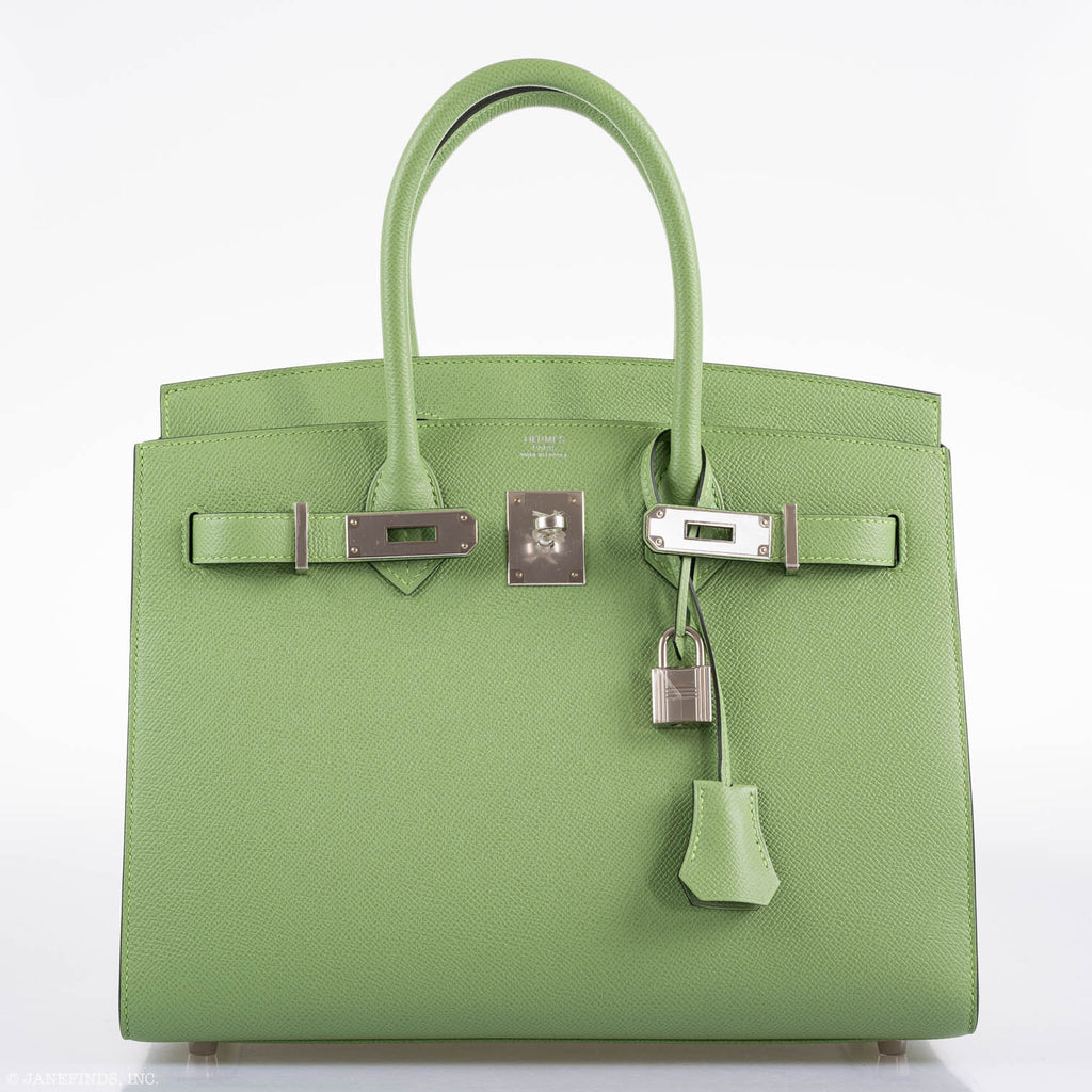 Hermes Birkin 30 Sellier Vert Criquet Madame Grain Palladium Hardware - 2020, Y - hardware detail