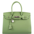 Hermes Birkin 30 Sellier Vert Criquet Madame Grain Palladium Hardware - 2020, Y - hardware detail
