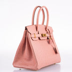 Hermes Birkin 30 Terre Cuite Ostrich Gold Hardware - 2020, Y - hardware detail