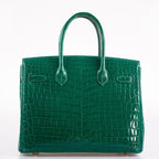Hermes Birkin 30 Vert Emerald Niloticus Crocodile Gold Hardware - 2019, D - hardware detail