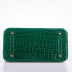 Hermes Birkin 30 Vert Emerald Niloticus Crocodile Gold Hardware - 2019, D - hardware detail