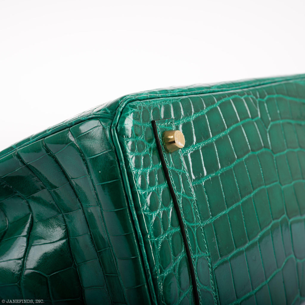 Hermes Birkin 30 Vert Emerald Niloticus Crocodile Gold Hardware - 2019, D - hardware detail