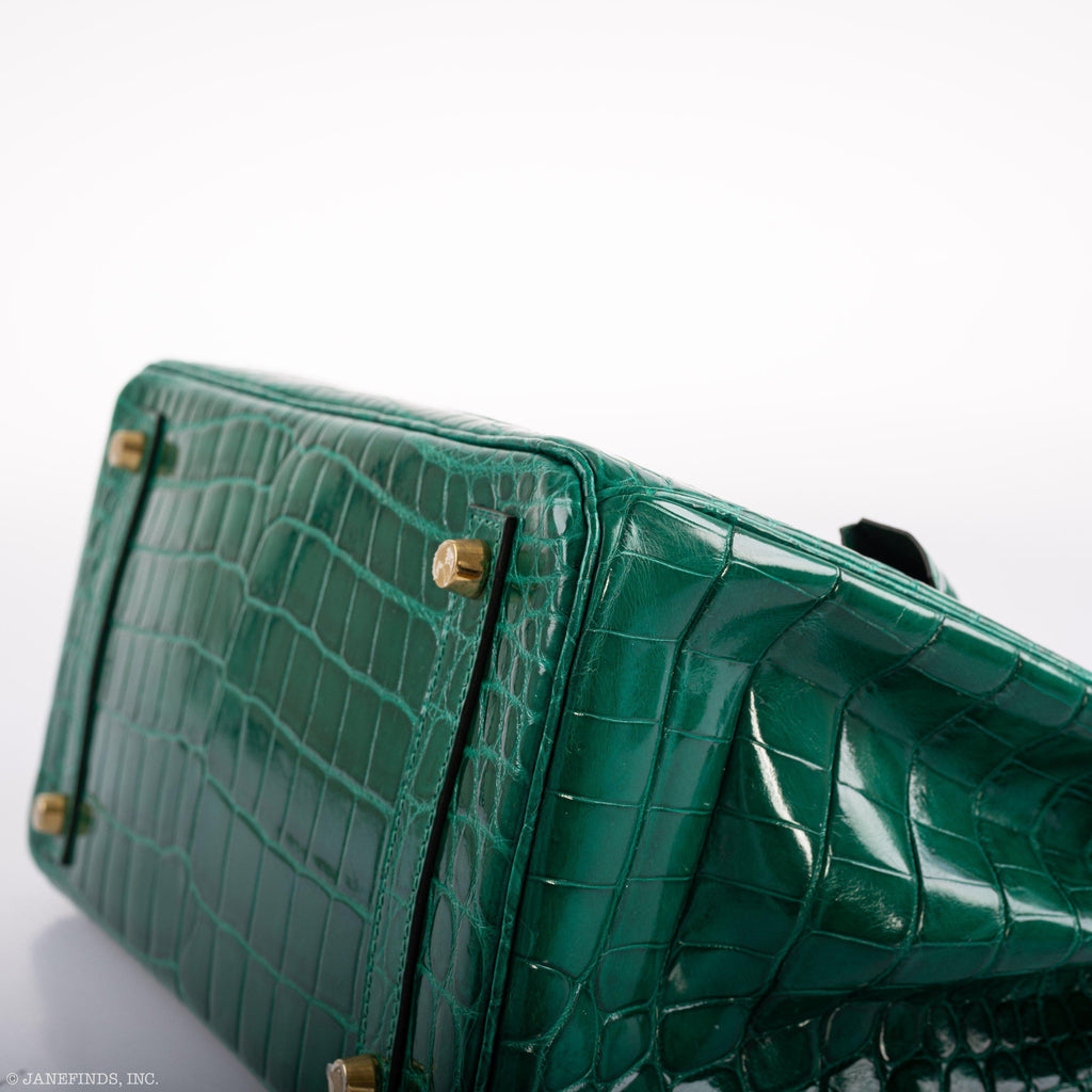 Hermes Birkin 30 Vert Emerald Niloticus Crocodile Gold Hardware - 2019, D - hardware detail