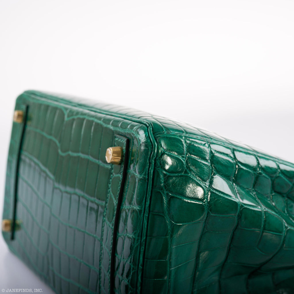 Hermes Birkin 30 Vert Emerald Niloticus Crocodile Gold Hardware - 2019, D - hardware detail