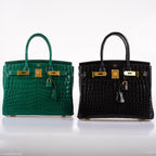 Hermes Birkin 30 Vert Emerald Niloticus Crocodile Gold Hardware - 2019, D - hardware detail
